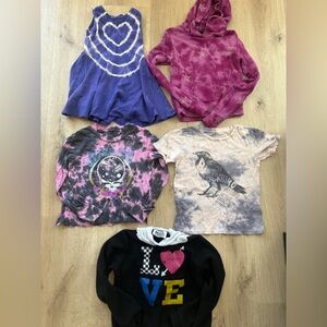 Kids Tie-Dye and Graphic Long Sleeve Tops - Set of 5